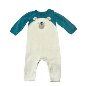 Gymboree Knit Sweater Bear Romper Size 6-12 months